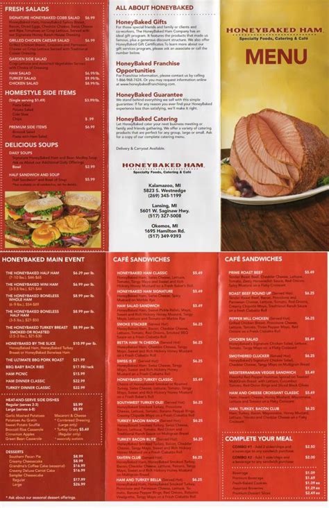 Honey Baked Ham Menu Prices at 4625 Ming Ave, Bakersfield,。